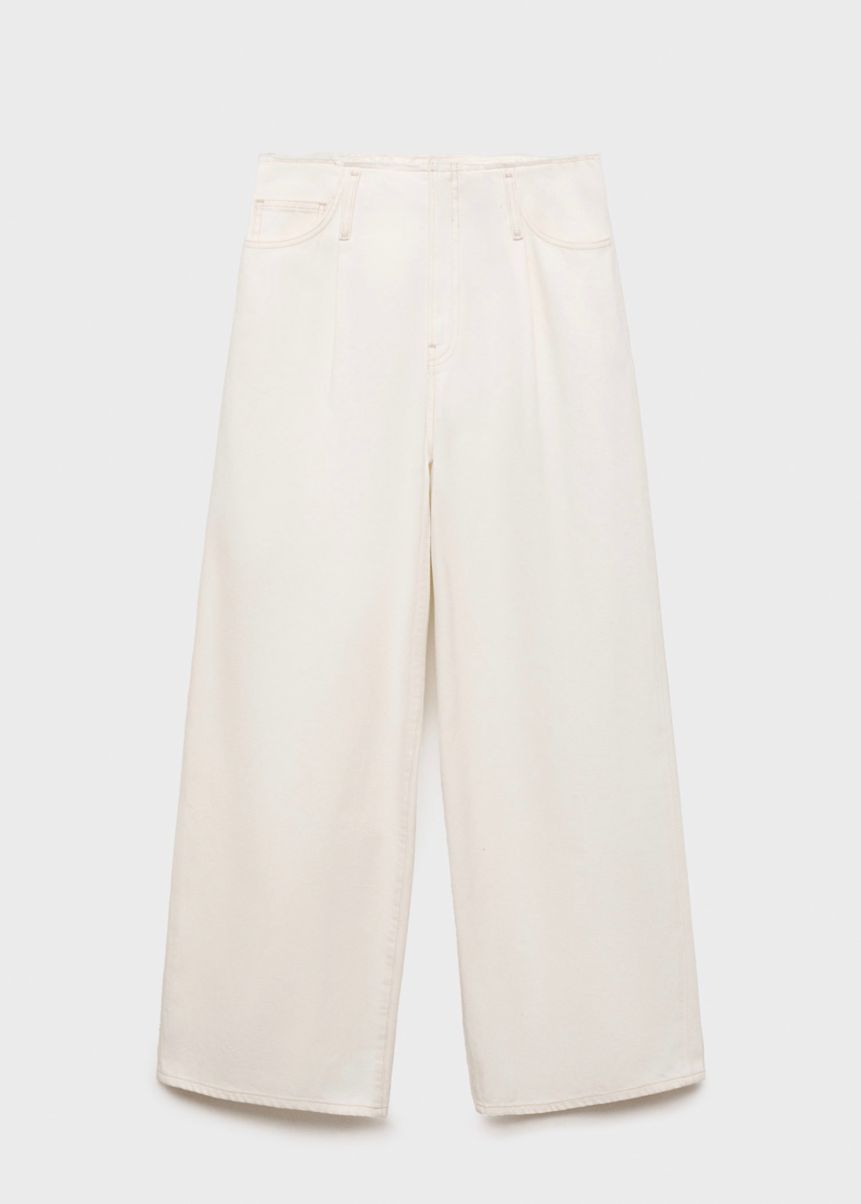 Pantalon En Denim Wideleg Taille Effilochée - Off White