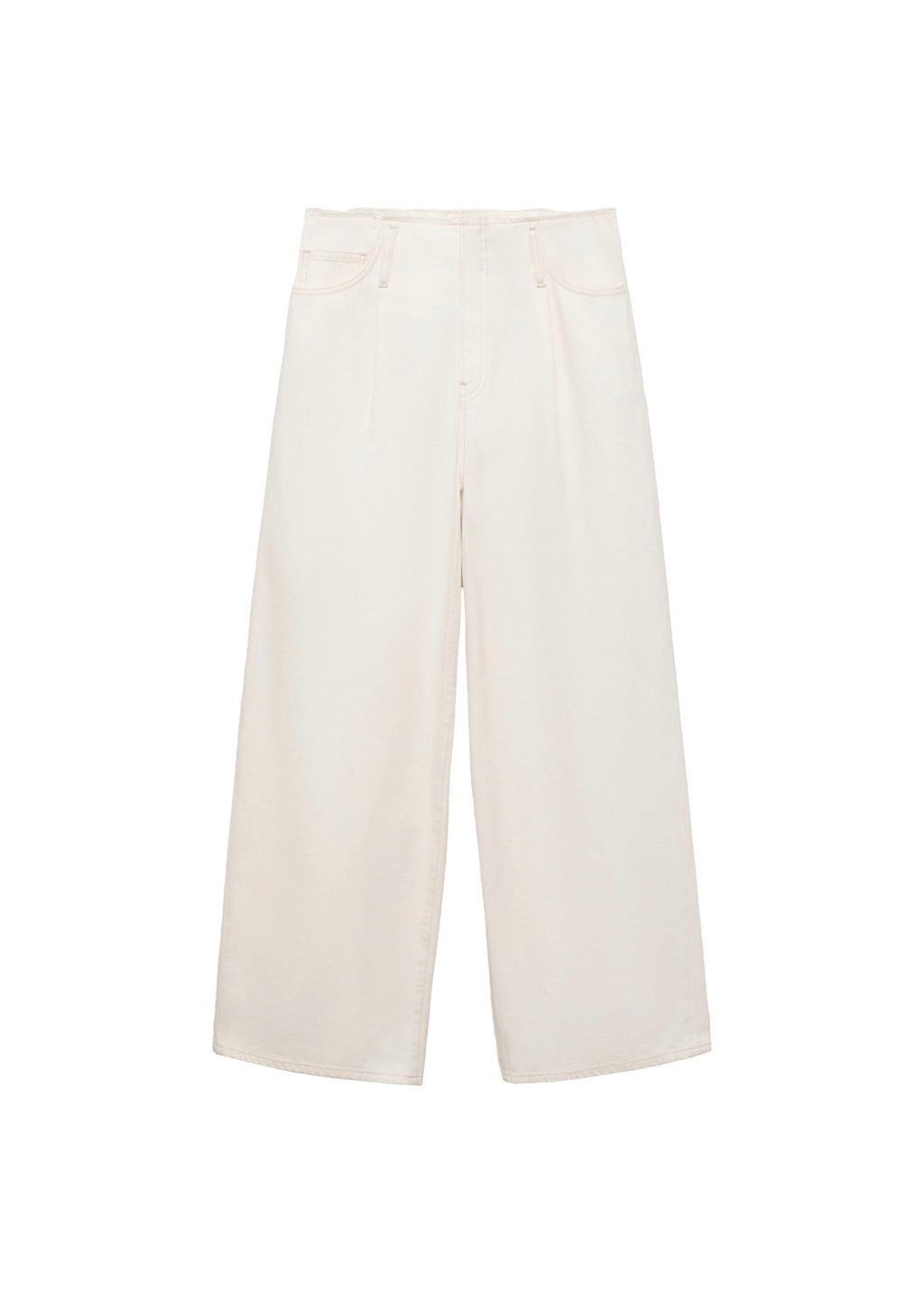 Pantalon En Denim Wideleg Taille Effilochée - Off White