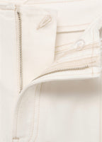 Pantalon En Denim Wideleg Taille Effilochée - Off White