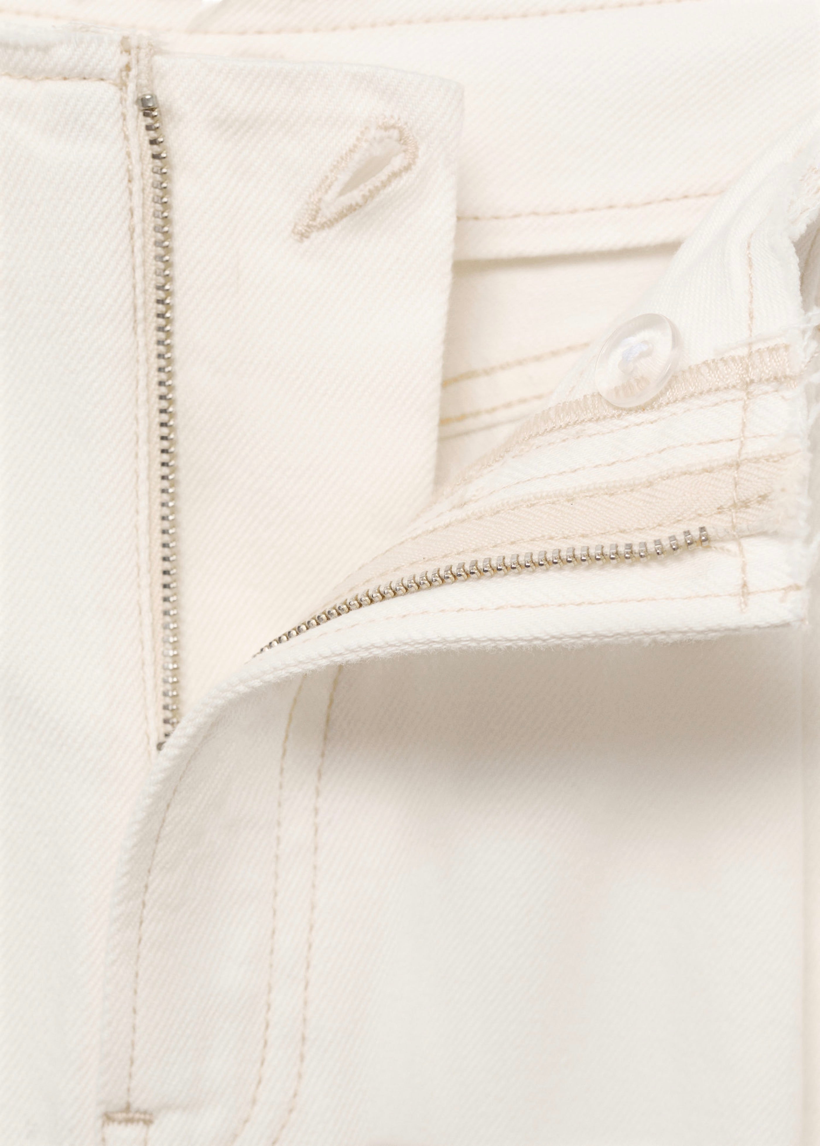 Pantalon En Denim Wideleg Taille Effilochée - Off White