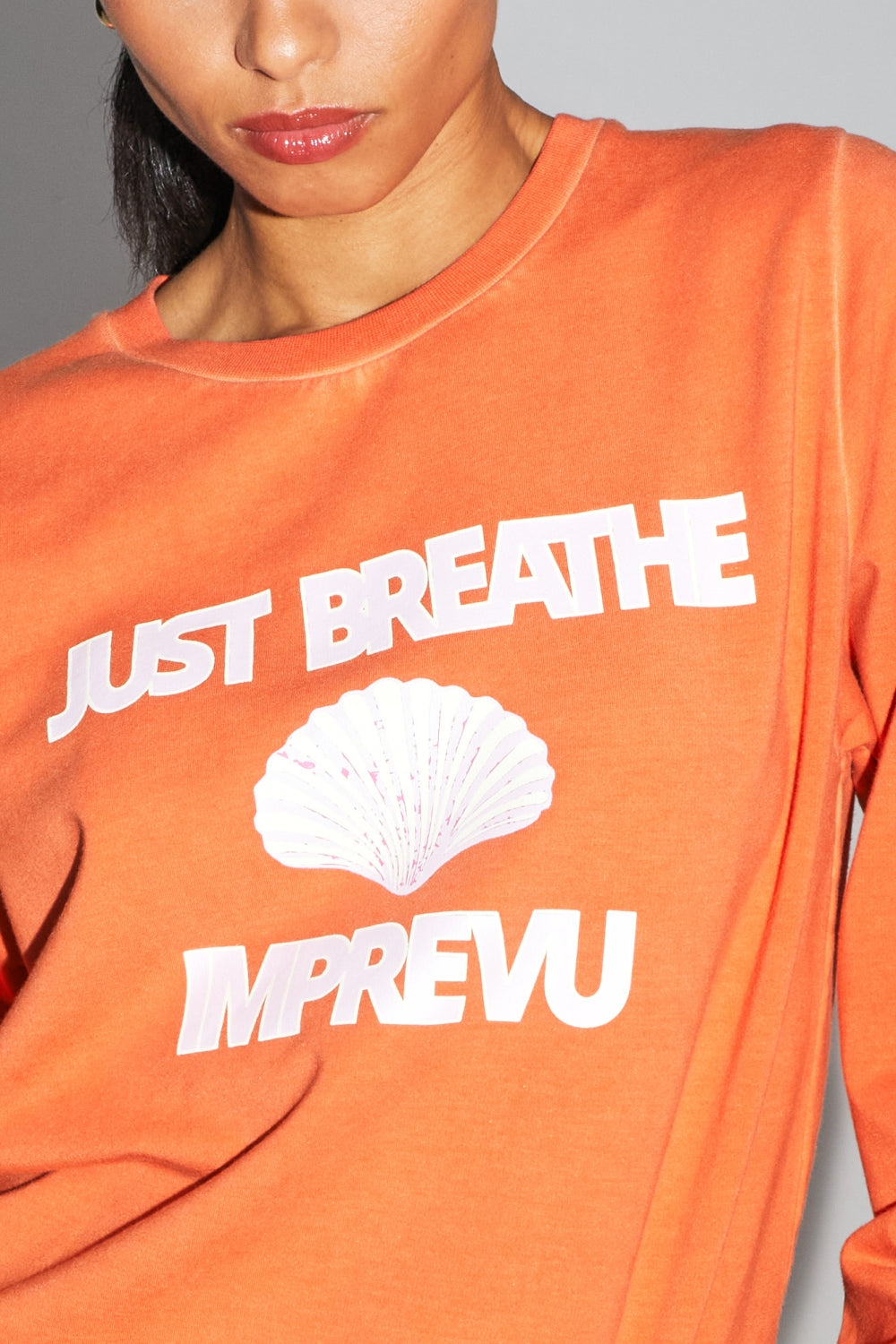 The Eddie Calico Sweatshirt In Orange Organic Cotton