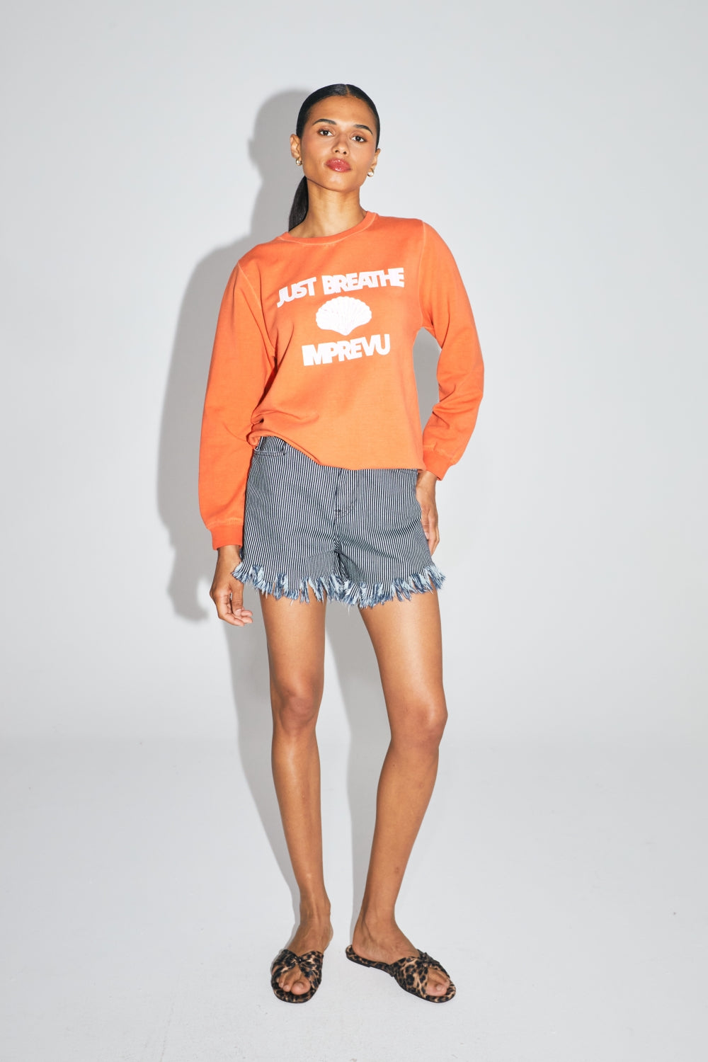 The Eddie Calico Sweatshirt In Orange Organic Cotton