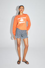 The Eddie Calico Sweatshirt In Orange Organic Cotton