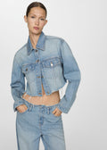 Low-Waisted Denim Jacket - Medium Blue