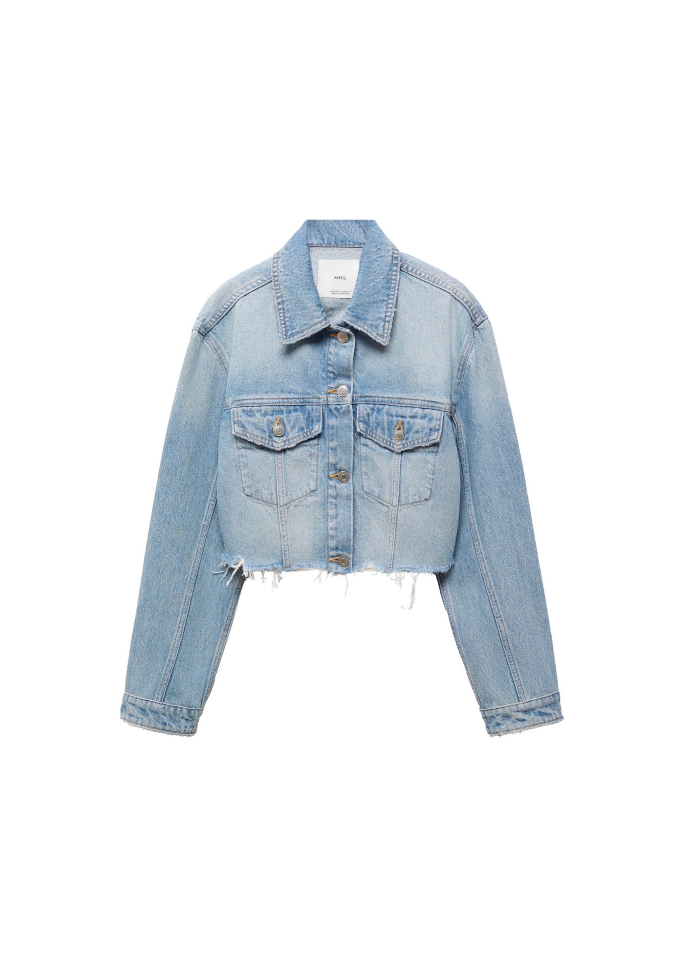 Low-Waisted Denim Jacket - Medium Blue