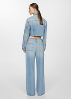 Low-Waisted Denim Jacket - Medium Blue