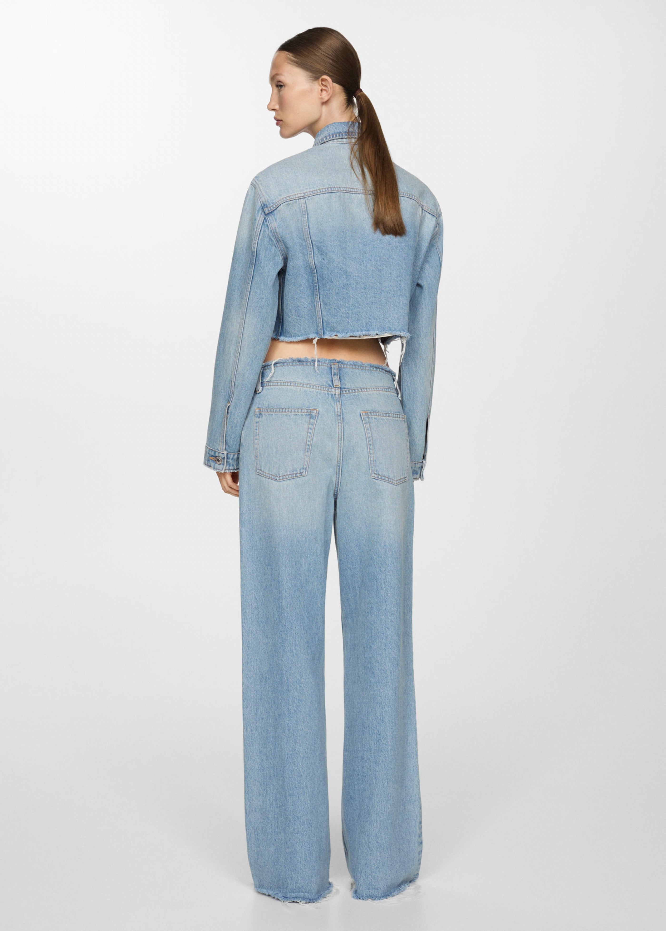 Low-Waisted Denim Jacket - Medium Blue