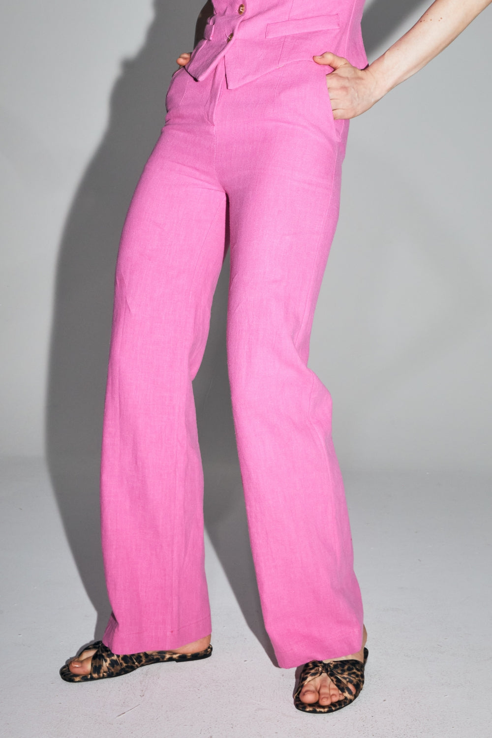 Pantalon Yves En Lin Vibrant Fabriqué En Italie - Rose