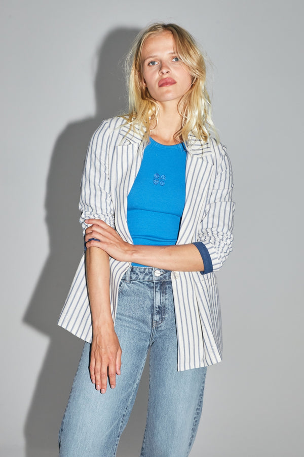 The Jimmy Blue Striped Cotton Blazer