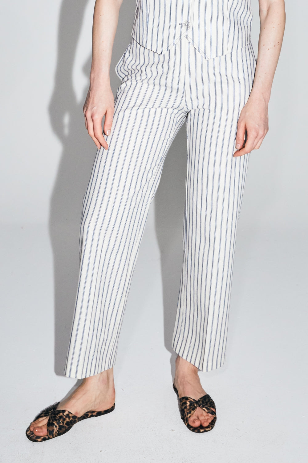 The Sacha Blue Striped Cotton Trousers