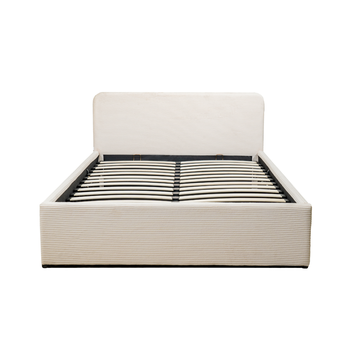 Livy - Lit Coffre - Velours Côtelé - Beige