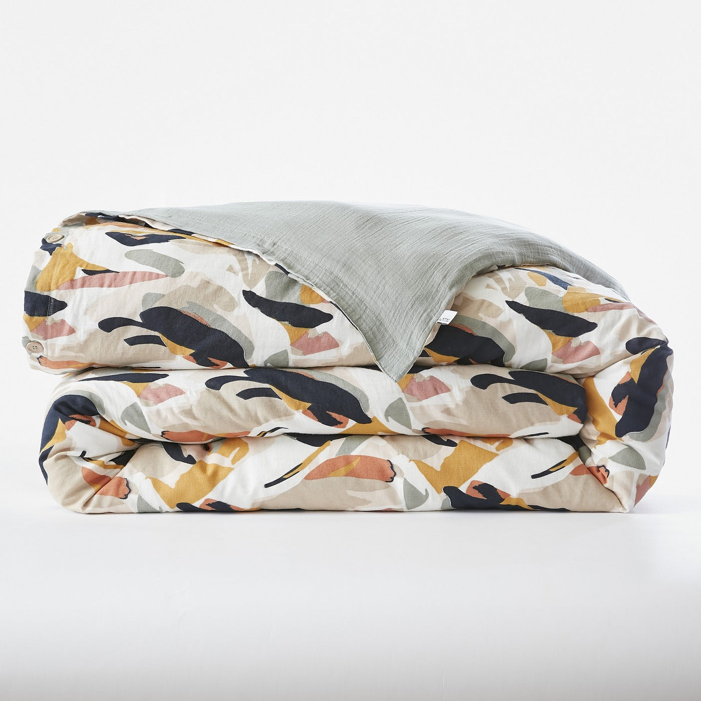 Julia - Housse De Couette Réversible - Gaze De Coton Imprimée - Eucalyptus