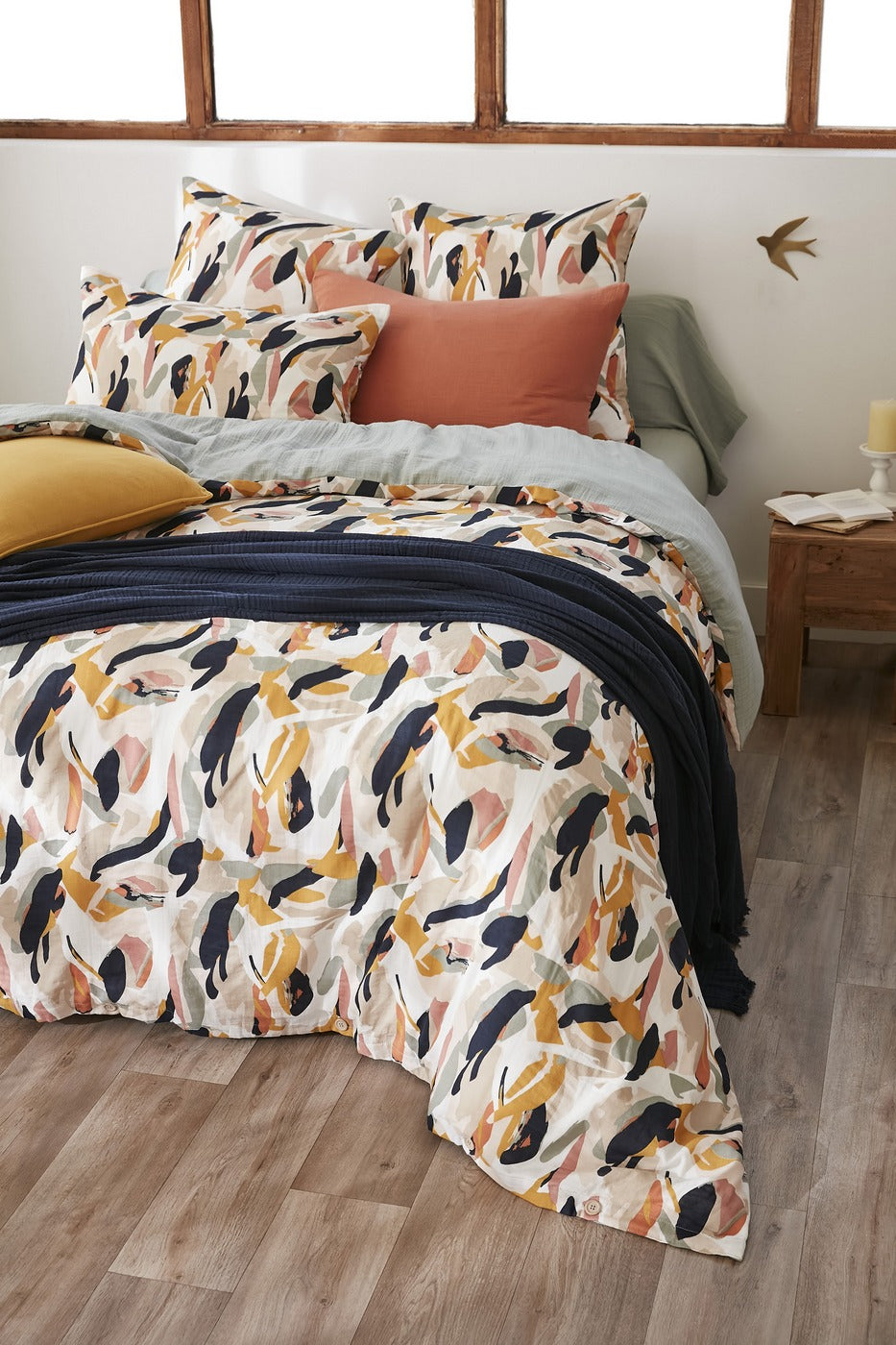 Julia - Housse De Couette Réversible - Gaze De Coton Imprimée - Eucalyptus