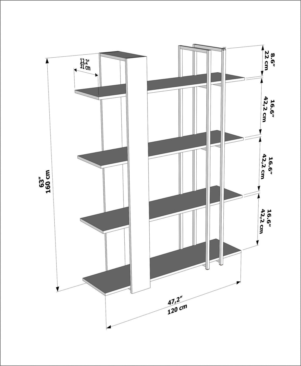 Bookcases Onno - Oak / Black