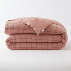 Gaïa Match - Housse De Couette Réversible - Double Gaze De Coton Tissée Teinte - Rose Pêche