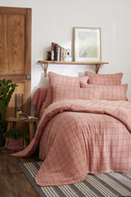 Gaïa Match - Housse De Couette Réversible - Double Gaze De Coton Tissée Teinte - Rose Pêche