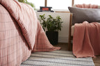 Gaïa Match - Housse De Couette Réversible - Double Gaze De Coton Tissée Teinte - Rose Pêche