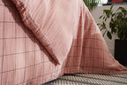 Gaïa Match - Housse De Couette Réversible - Double Gaze De Coton Tissée Teinte - Rose Pêche
