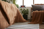 Gaïa Match - Housse De Couette Réversible - Double Gaze De Coton Tissée Teinte - Camel