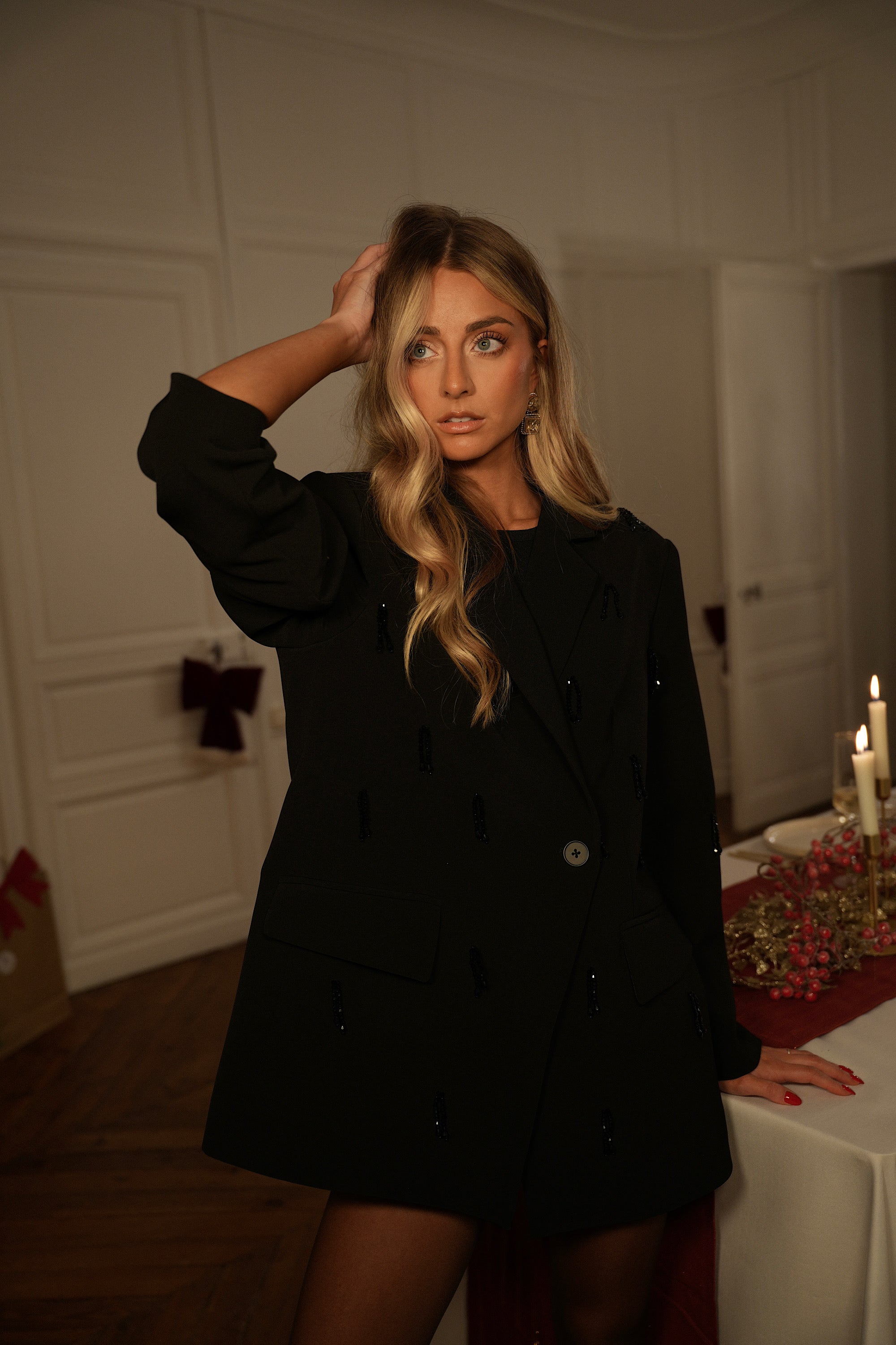 Loana Negro - Blazer con cuentas premium