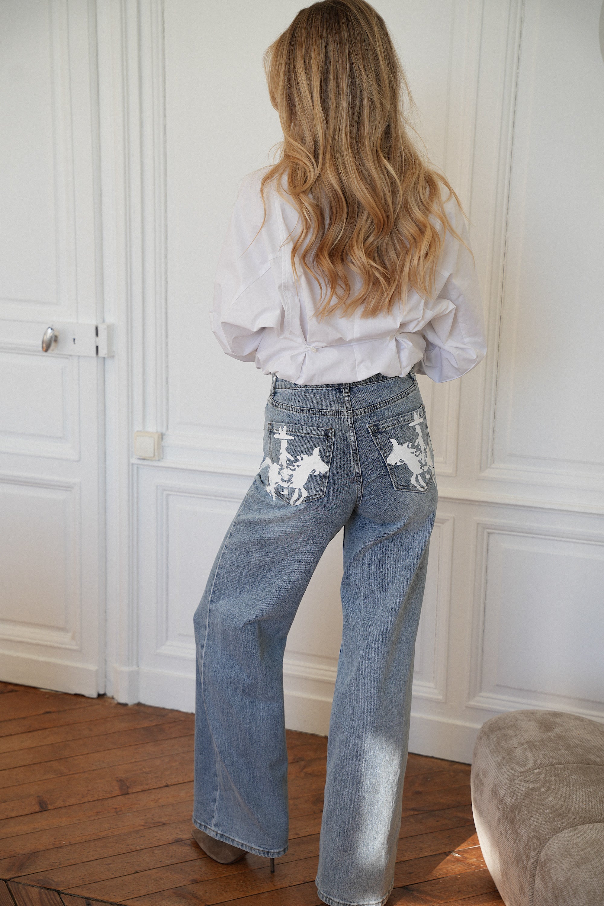 Meryl Printed Jeans - Blue