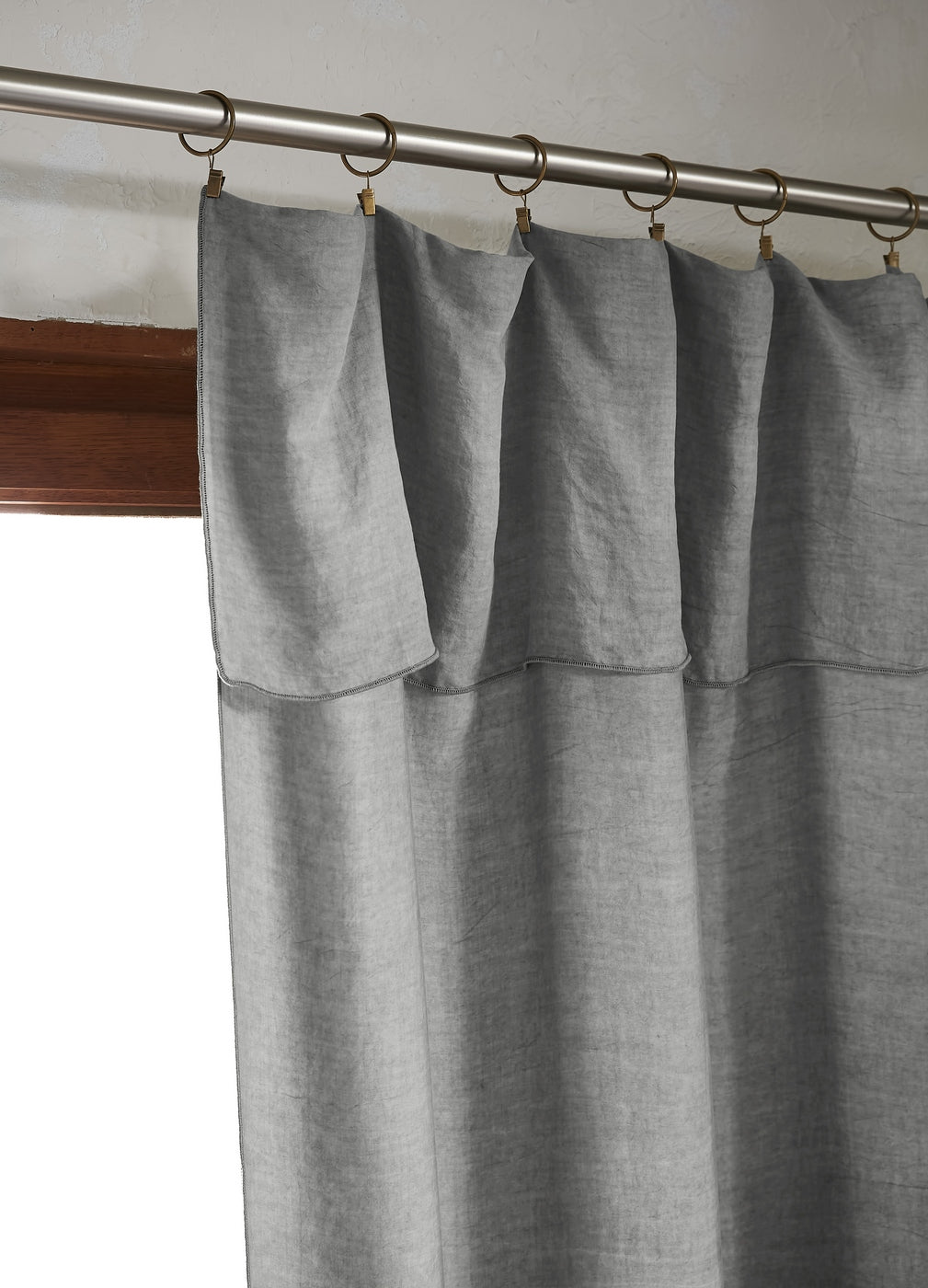 Adjustable Curtain + Clip Rings Plain Lyocell Lysandre - Granite