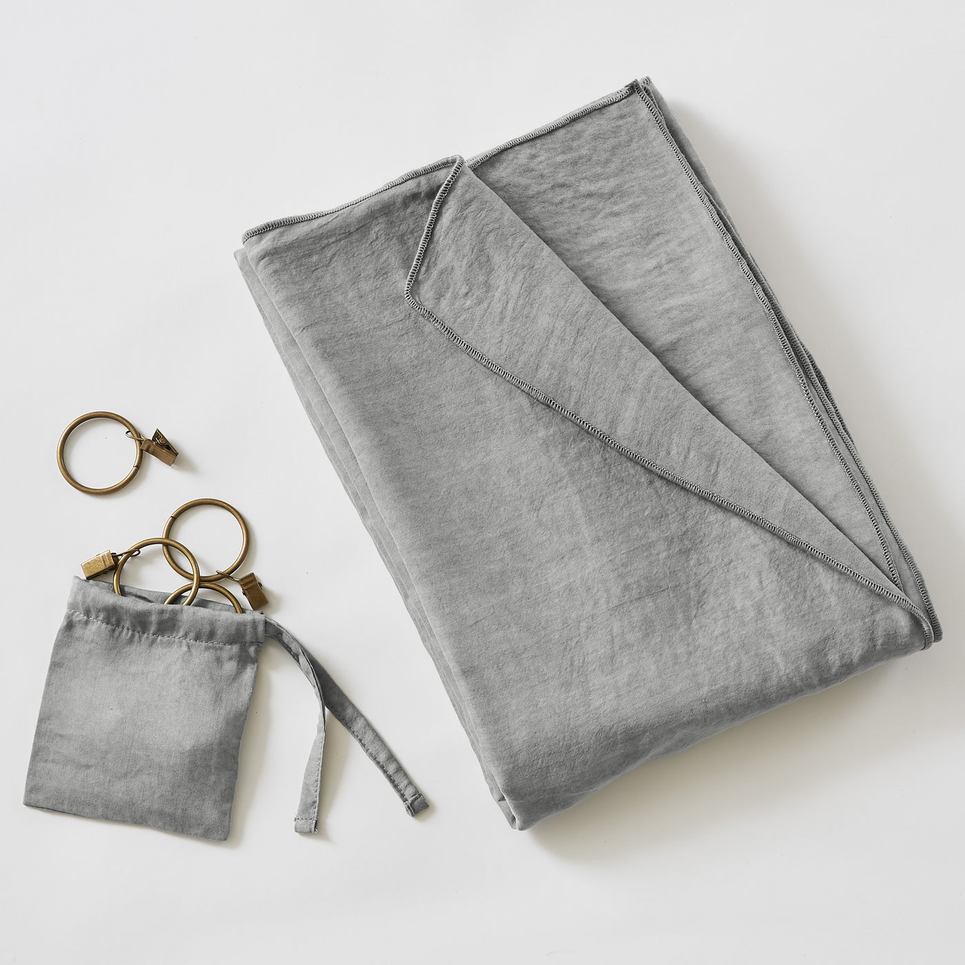 Adjustable Curtain + Clip Rings Plain Lyocell Lysandre - Granite
