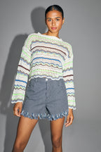 La Maille Cléo En Crochet Colorful De Coton Oeko-Tex Fabriquée En Italie
