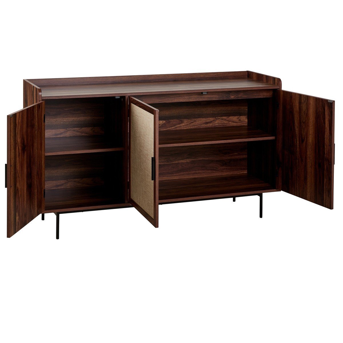 Jetson - 3-Door Sideboard - Fabric & Walnut