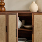 Jetson - 3-Door Sideboard - Fabric & Walnut