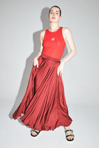 The Kelly Maxi Skirt In Merlot Satin Viscose