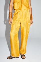 Le Pantalon Ryder En Lin Ocre Brillant