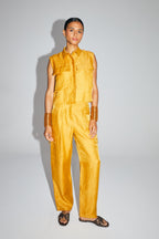 Le Pantalon Ryder En Lin Ocre Brillant