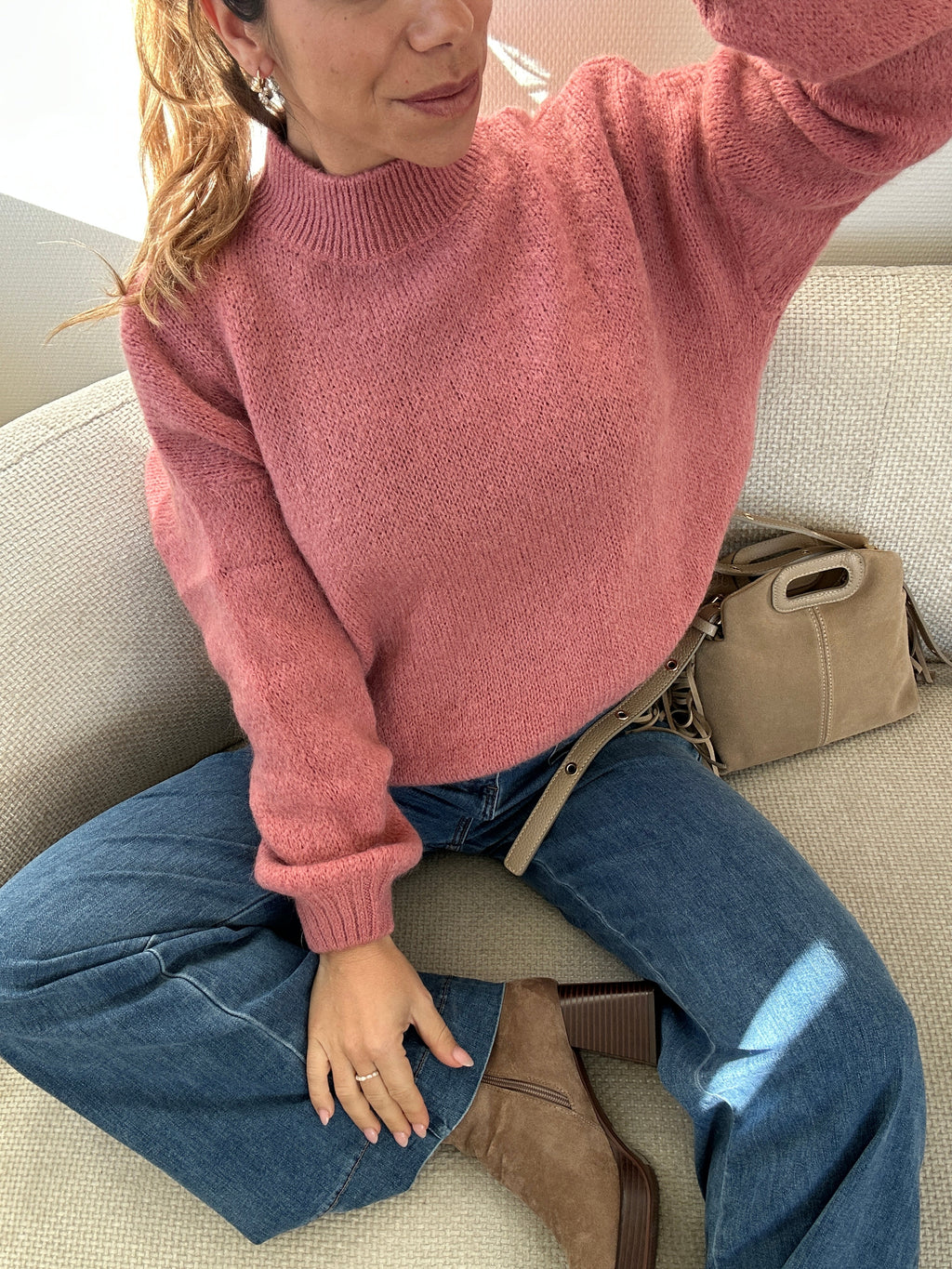 Hortense Round-Neck Knitted Sweater Old Pink