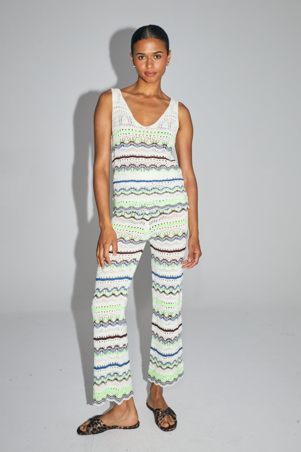 The Rafael Trousers In Colorful Crochet Oeko-Tex Made In Italy
