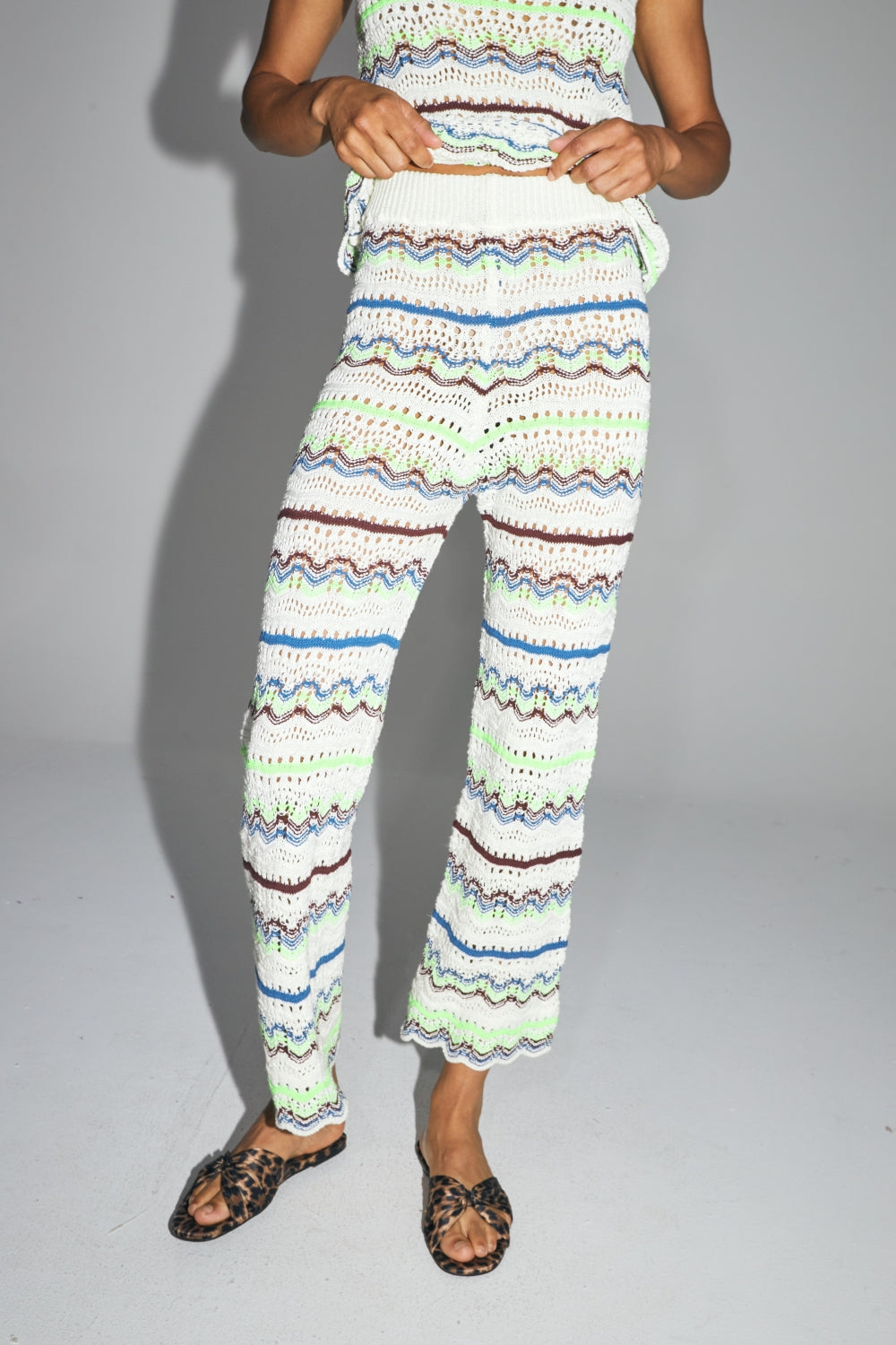 The Rafael Trousers In Colorful Crochet Oeko-Tex Made In Italy