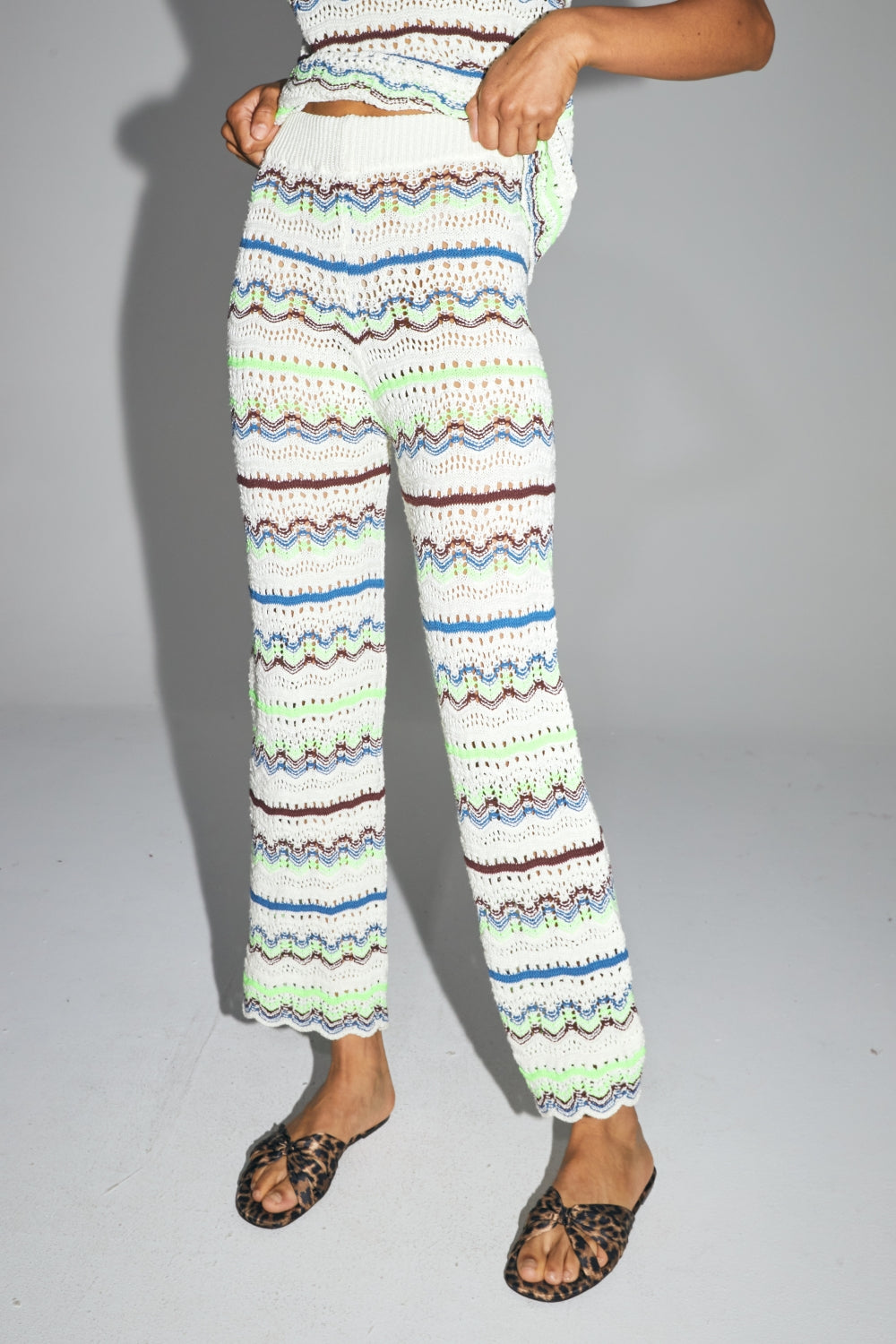 The Rafael Trousers In Colorful Crochet Oeko-Tex Made In Italy