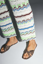 The Rafael Trousers In Colorful Crochet Oeko-Tex Made In Italy