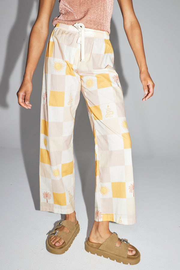 Rami Pants In Helios Printed Cotton Made In Italy