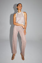 The Edwin Geo Knit Openwork Trousers Gold Burgundy Made In Italy