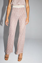 The Edwin Geo Knit Openwork Trousers Gold Burgundy Made In Italy