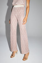 The Edwin Geo Knit Openwork Trousers Gold Burgundy Made In Italy
