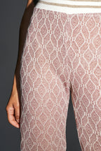 The Edwin Geo Knit Openwork Trousers Gold Burgundy Made In Italy