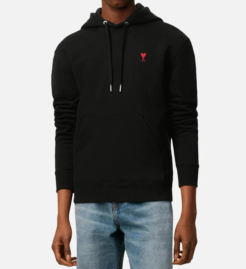 Ami Paris - Hoodie Ami De Coeur – Noir Rouge