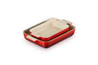 Set of 2 Classic Rectangular Dishes - Ceramic - 25/32cm - Cherry