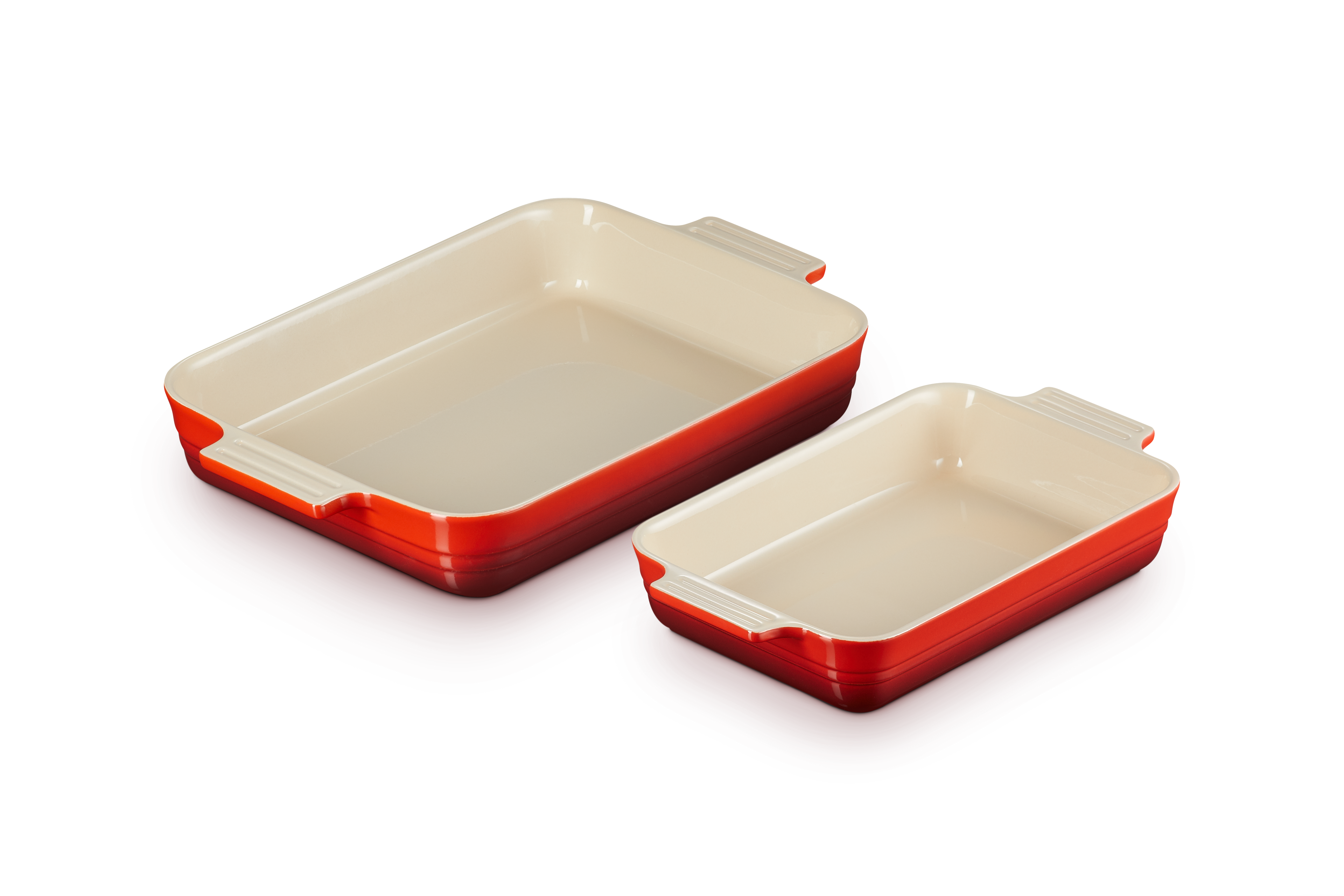 Set of 2 Classic Rectangular Dishes - Ceramic - 25/32cm - Cherry