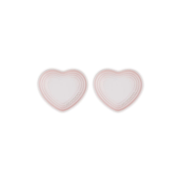 Set of 2 Heart Plates - Ceramic - 14cm - Shell Pink