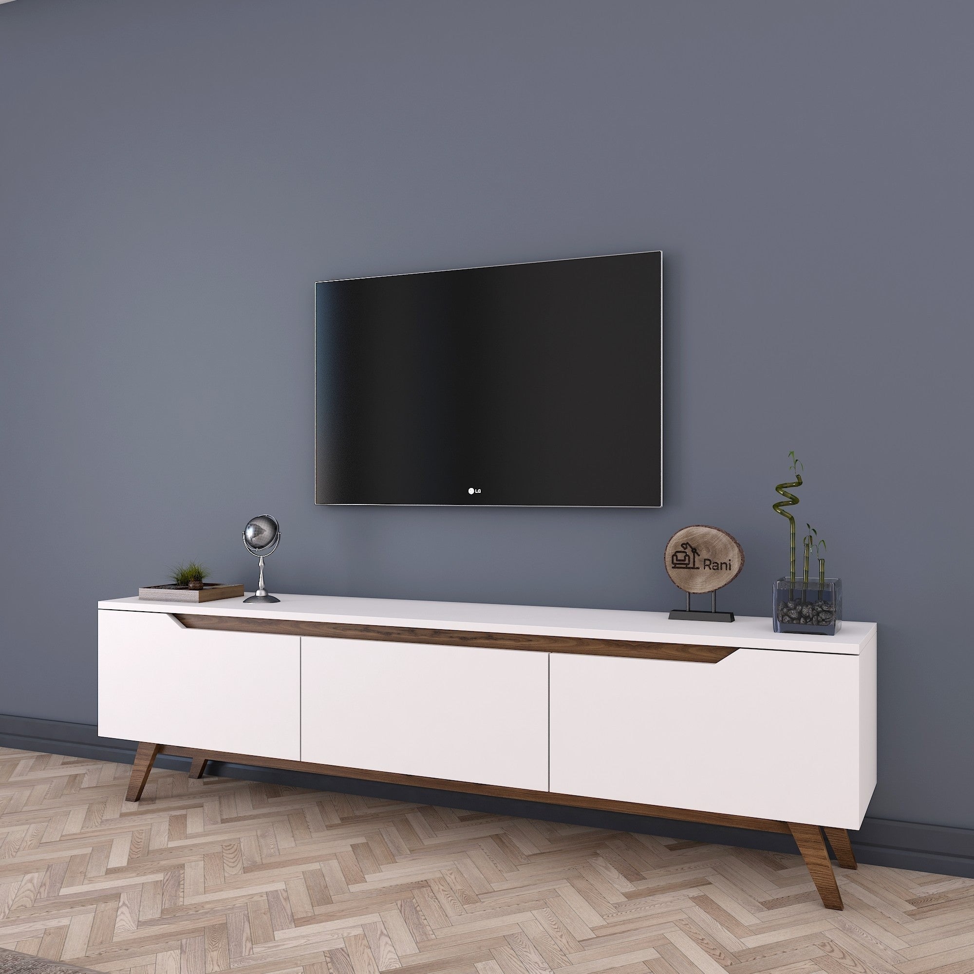 D1 TV Units - White / Walnut