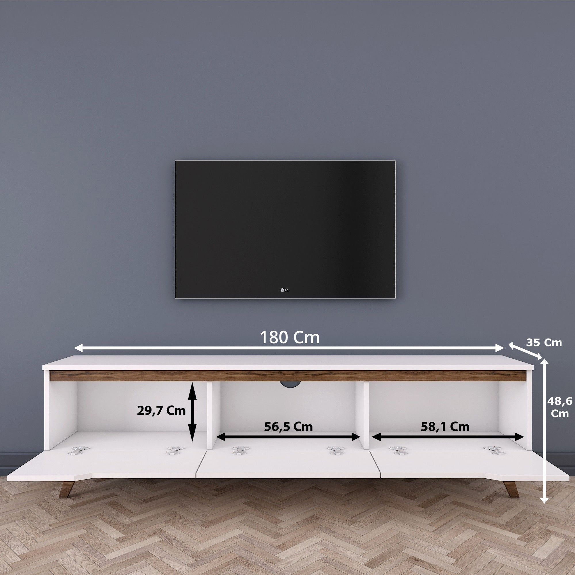 D1 TV Units - White / Walnut