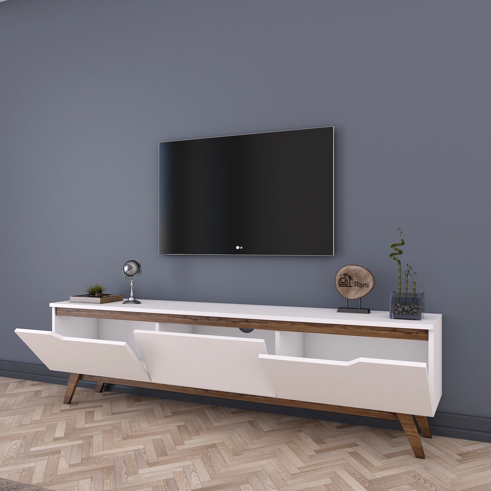 D1 TV Units - White / Walnut
